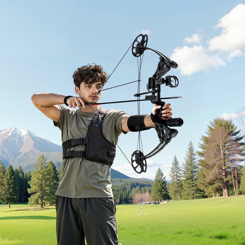 Yhdistelmäjousipaketti oikeakätiselle säädettävä 19–30 tuumaa 19–70 paunaa naamioitu nuolilla ja tähtäimellä