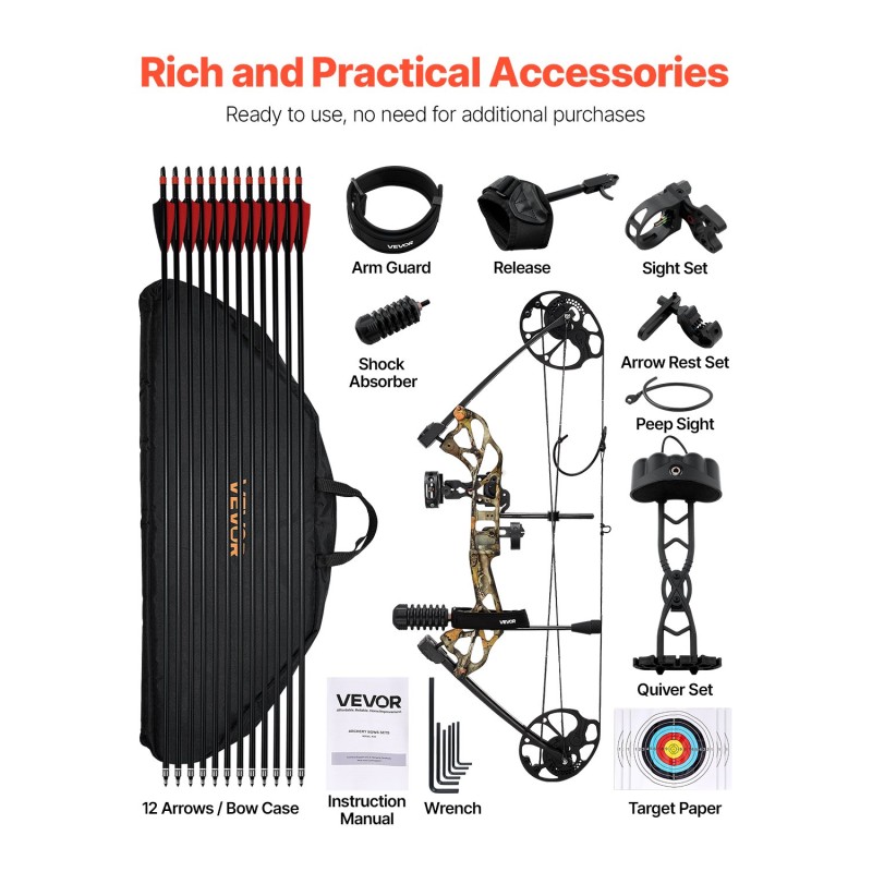 Yhdistelmäjousipaketti musta säädettävä vetopituus 19–30 tuumaa vetojäykkyys 19–70 paunaa oikeakätinen