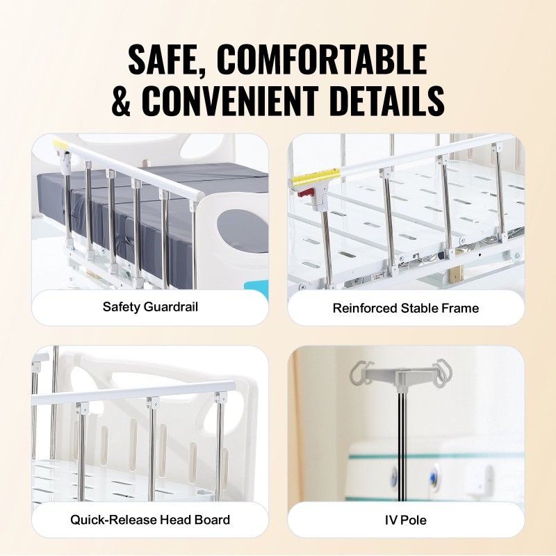 Sairaalasänky täyssähköinen kolmitoiminen patja 1920x820 mm 200 kg kantavuus infuusioteline lukittavat pyörät