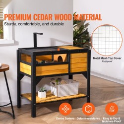 Puunen kilpikonnien terraario setripuu sisä- ja ulkokäyttöön korkeilla jaloilla valaisintelineellä