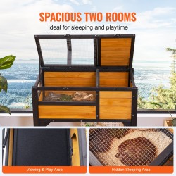 Puunen kilpikonnien terraario setripuu sisä- ja ulkokäyttöön korkeilla jaloilla valaisintelineellä