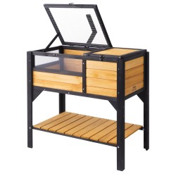 Puunen kilpikonnien terraario setripuu sisä- ja ulkokäyttöön korkeilla jaloilla valaisintelineellä