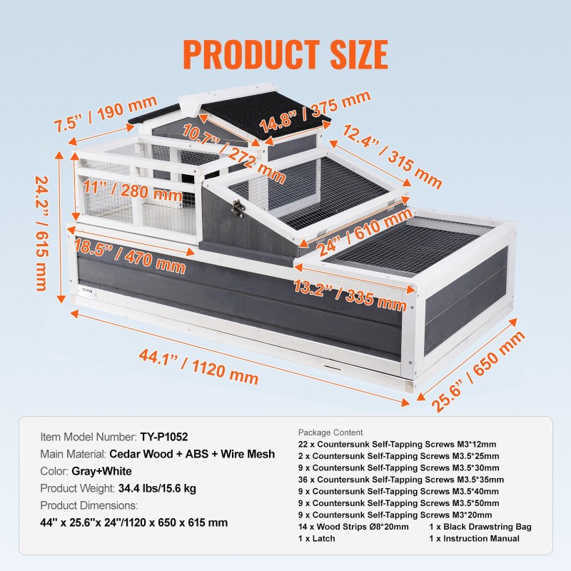 Puinen kilpikonna-aitaus seetripuusta 112 x 65 x 61 cm kaksitasoinen kolmiosainen