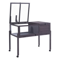 Puinen kilpikonnakoti setripuu 965x610x825 mm sisä ja ulkokäyttö metalliverkko jalustarunko pyörillä