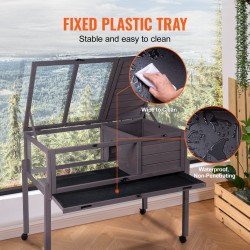 Puinen kilpikonnakoti setripuu 965x610x825 mm sisä- ja ulkokäyttö metalliverkko jalustarunko pyörillä