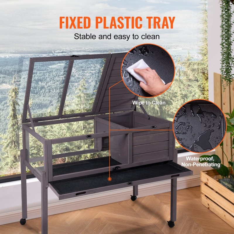 Puinen kilpikonnakoti setripuu 965x610x825 mm sisä- ja ulkokäyttö metalliverkko jalustarunko pyörillä