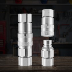 Tasapintaiset hydrauliikkaliittimet 1/2 tuuman NPT 2 paria 4 pölysuojaa kromipinnoitettu hiiliteräs ISO16028