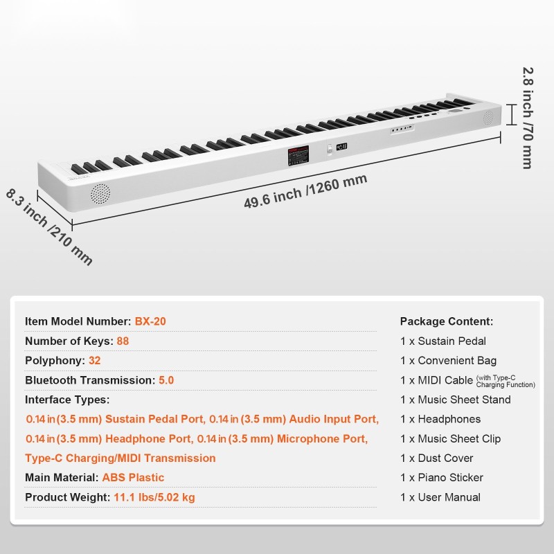 Taitettava 88-koskettiminen kosketinsoitin ABS-muovi ladattava Bluetooth 5.0 MIDI kosketusherkät koskettimet pedaaliliitäntä