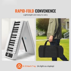 Taitettava 61-koskettiminen kosketusherkkä sähköpiano taustavalaistu Bluetooth MIDI ladattava sustain-pedaali kantolaukku