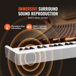 Taitettava 61-koskettiminen kosketusherkkä sähköpiano taustavalaistu Bluetooth MIDI ladattava sustain-pedaali kantolaukku