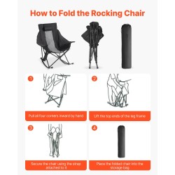 Taitettava lämmitettävä keinuva leirintuoli suurikokoinen puuvillapehmusteinen teräsrunko kolmiportainen lämmitys