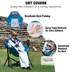 Seosterunkoinen retkituoli 600D kangas säädettävällä selkänojalla pehmustettu niskatuki 136 kg kantavuus