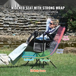 Taitettava retkituoli seosmetallirunko 136 kg kantavuus säädettävä selkänoja hengittävä verkkotäyte mukiteline