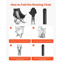 Taitettava keinutuolityylinen retkituoli puuvillapehmusteinen Oxford-kangas Q235-teräsrunko kantavuus 102 kg