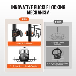 Kulmikas suihkuhylly jännitetangolla ruostumatonta terästä säädettävä 56–114 tuumaa neljä tasoa