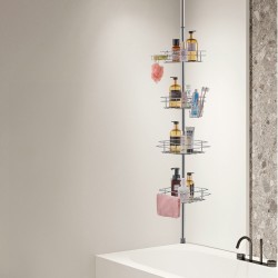 Suihkunurkkahylly säädettävä jousitangolla ruostumattomasta teräksestä 42–114 tuumaa 4 tasoa