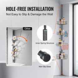 Suihkunurkkahylly ruostumatonta terästä säädettävä 42–114 tuumaa nelitasoinen saippuatelineillä ja pyyhetangoilla