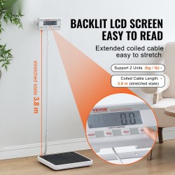 Lääkärivaaka digitaalinen ruostumaton teräs 550LBS kg/lb liukumaton matto lukitus ja tara-toiminnot