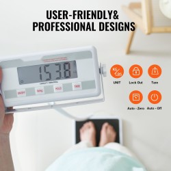 Lääkärivaaka digitaalinen ruostumaton teräs 550LBS kg/lb liukumaton matto lukitus ja tara-toiminnot
