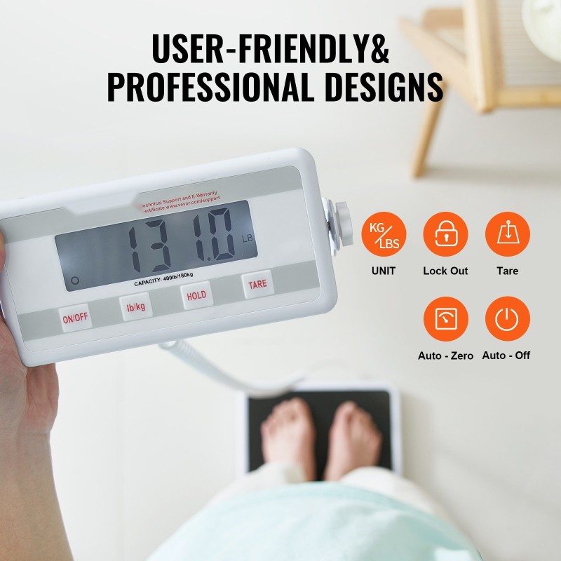 Kannettava digitaalinen lääkärivaaka ruostumatonta terästä liukuestematolla kilogramma- ja paunayksiköillä