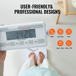 Kannettava digitaalinen lääkärivaaka ruostumattomasta teräksestä liukumaton alusta neljäsataaneljäkymmentä paunaa