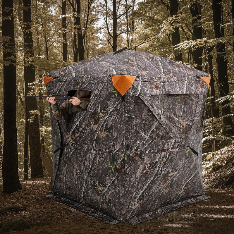 Maastokuvioitu metsästysmaja 150D kangas 270 asteen näkymä 3 ikkunalla 1–2 henkilölle