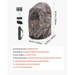 Maastoteltta yhden hengen vedenpitävä 150D maastokangas metsästykseen kantolaukulla hiljaisella vetoketjuovella