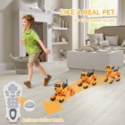 Kauko-ohjattava robottikoira ohjelmoitava kosketus- ja ääniohjauksella irrotettavalla akulla