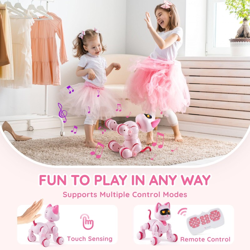 Kauko-ohjattava ohjelmoitava robottikissa kosketusohjauksella LED-valoilla USB-C-lataus 3+-vuotiaille