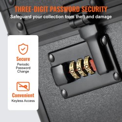 Korttikotelo alumiiniseosrunko neljä lokeroa yhdeksänkymmentä millimetriä leveät korttipaikat numerolukolla