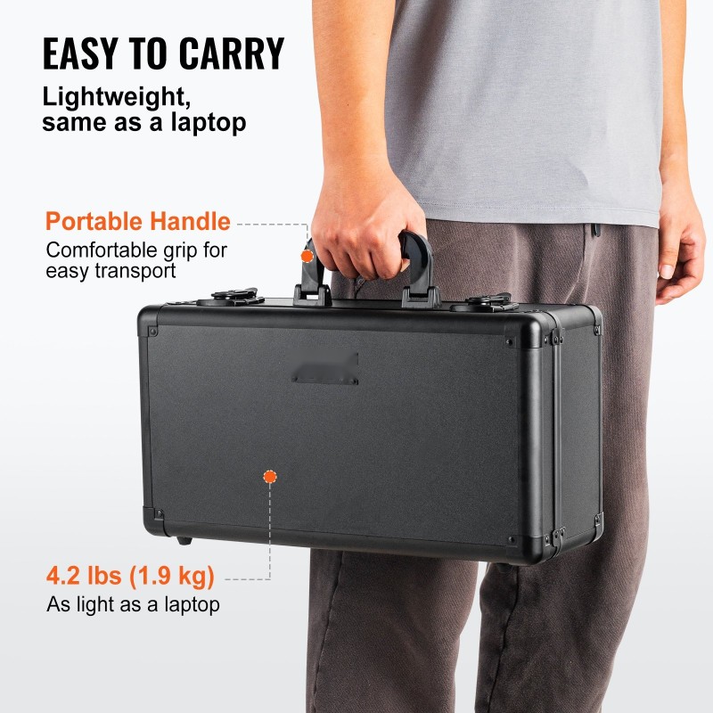 Korttilaatikko alumiiniseosrunkoinen 4 leveää lokeroa 108 PSA-korttia avainlukolla vaahtomuovivälilevyin