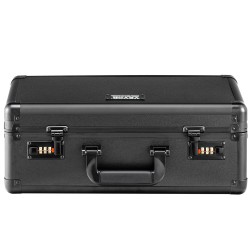 Korttilaatikko alumiiniseosrunko neljällä lokerolla numerokoodilukolla vaahtomuoviväliseinillä 108 PSA kortille