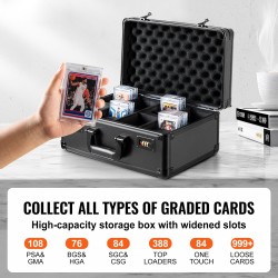 Korttilaatikko alumiiniseosrunko neljällä lokerolla numerokoodilukolla vaahtomuoviväliseinillä 108 PSA-kortille