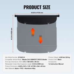 Tavaratilan suojaverho vedettävä alumiiniseos PVC-nahkajäljitelmä musta Mazda CX-5 2017–2025 5-paikkainen