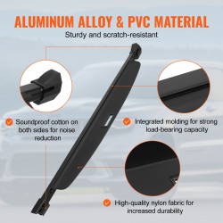 Rullattava tavaratilan suojapeite alumiinirunko PVC-nahkatextuuri musta yhteensopiva Jeep Grand Cherokee 2022–2025 5-paikkainen