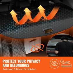 Takakontin rullaverho alumiiniseosrunko PVC-nahkapinta musta GMC Terrain ja Chevrolet Equinox 2018–2024 5-paikkainen