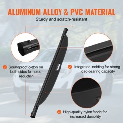 Takakontin rullaverho alumiiniseosrunko PVC-nahkapinta musta GMC Terrain ja Chevrolet Equinox 2018–2024 5-paikkainen