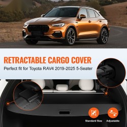 Tavaratilan rullasuoja Toyota RAV4 2019–2025 5-paikkainen alumiiniseosrunko nahkajäljitelmäpinta musta