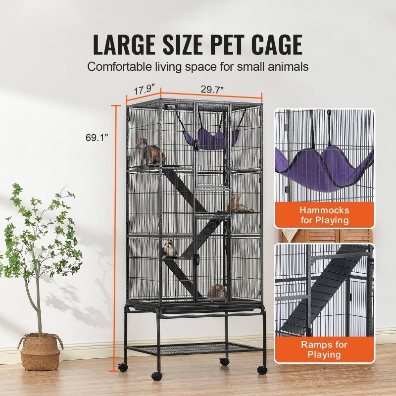 Metallinen nelitasoinen pieneläinhäkki ritiläväli noin 12,7 millimetriä ulosvedettävä pohjakaukalo lukittavat pyörät