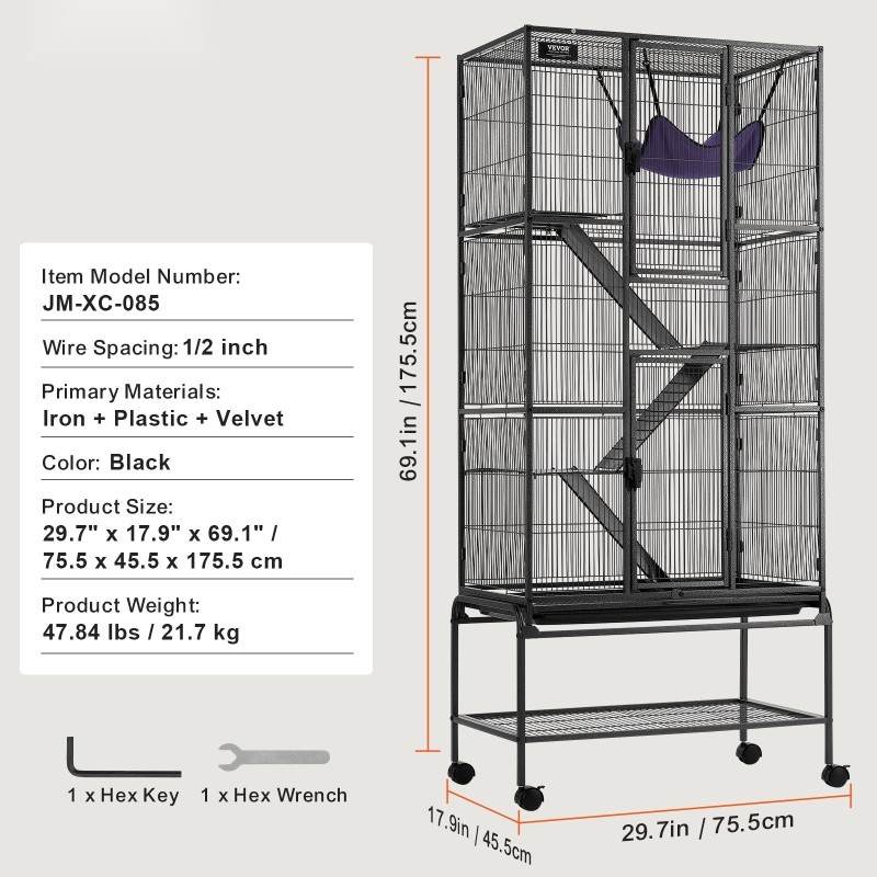 Metallinen nelitasoinen pieneläinhäkki ritiläväli noin 12,7 millimetriä ulosvedettävä pohjakaukalo lukittavat pyörät