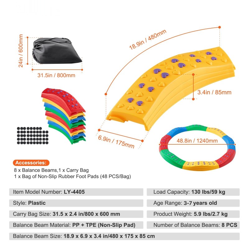 Tasapainopalkit 8 kpl liukumaton pinta ja kumityynyt sisä- ja ulkokäyttöön
