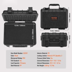 Kova pistoolikotelo PP-kuori esileikattu PU-vaahto kahdelle IP67 TSA-hyväksytty lukittavat salvat