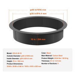 Tulipesän rengas hiiliterästä 1016 mm ulkohalkaisija 914 mm sisähalkaisija 2,5 mm paksuus