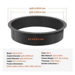 Tulipesärengas hiiliteräs 1016 mm ulkohalkaisija 990 mm sisähalkaisija 216 mm korkeus musta