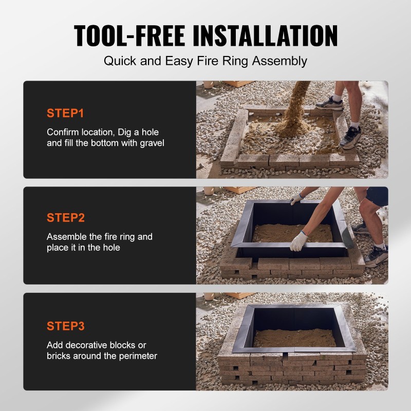 Tulikehä hiiliteräksinen mattamusta neliö 36x36/30x30 tuumaa 10 tuumaa korkea ulkokäyttöön