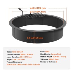 Tulipesän rengas hiiliterästä ulkohalkaisija 1016 mm sisähalkaisija 914 mm korkeus 216 mm