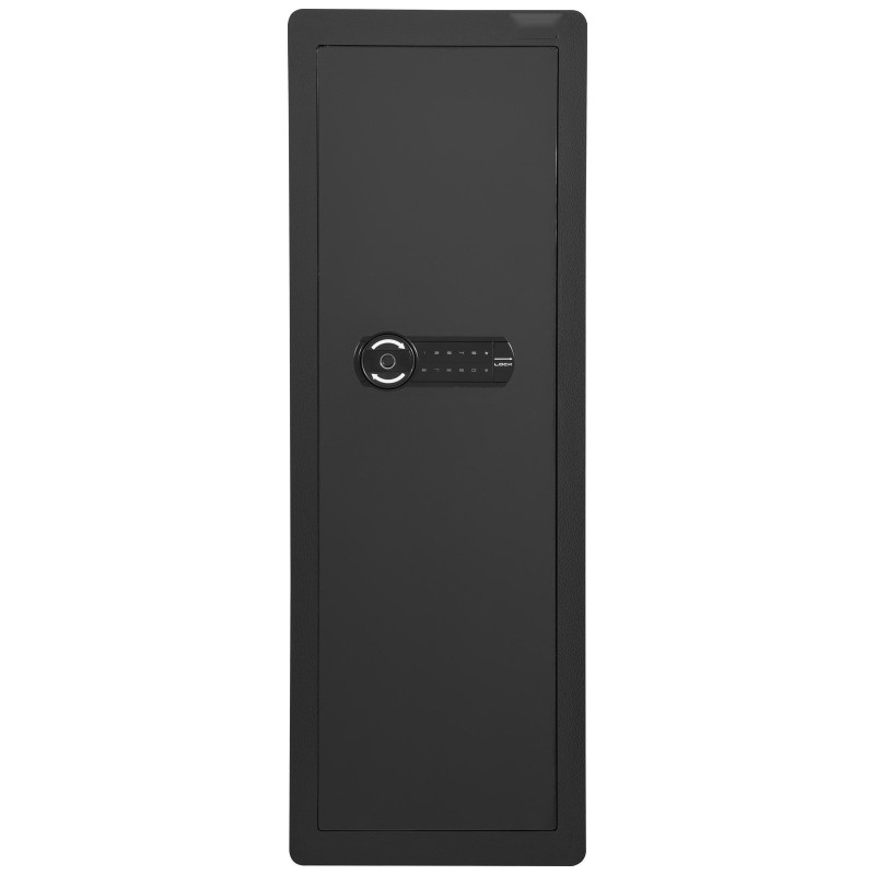 Seinään asennettava aseturvakaappi 109 cm kylmävalssattu teräs 4 hyllyä näppäimistö sormenjälkilukko