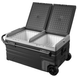 Kannettava kompressorijääkaappi ja pakastin 95 l kaksiosainen pyörillä teleskooppivetokahva 12 24 V