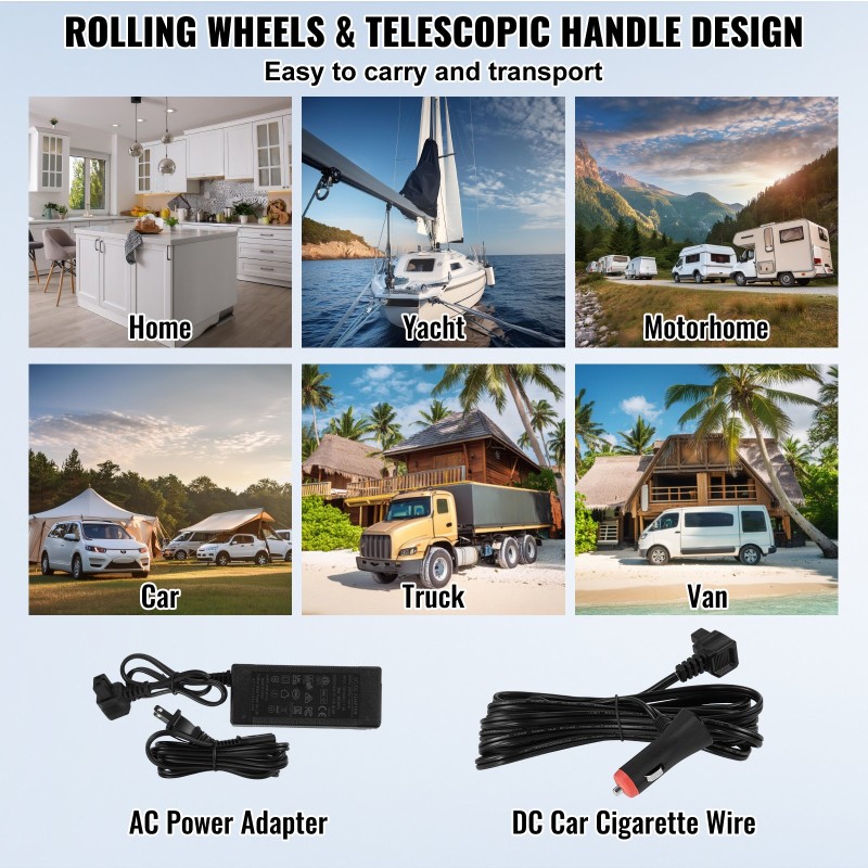 Autokylmälaukku 12V 60 L kompressorilla säädettävällä lämpötilalla pyörillä