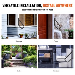 Seinäkiinnitteinen hiiliteräskaide ulkoportaisiin 480 mm mattamusta 240 kg 1 kpl